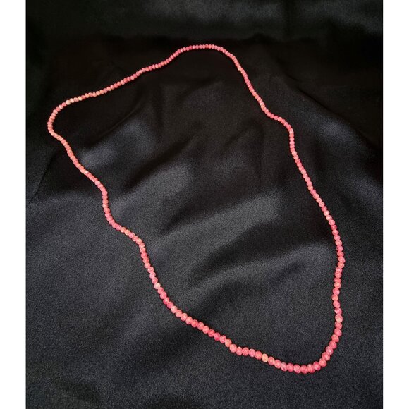 Vintage Long Rhodonite Beaded Necklace 35" Long Pink & White Gemstone Strand Jew - Picture 2 of 6